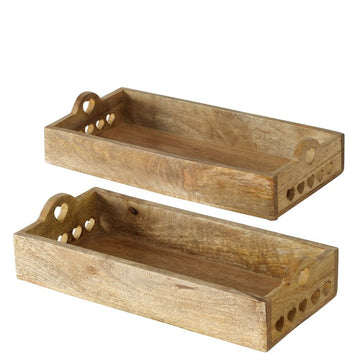*con difetto* Coppia vassoi in legno cuoricini
