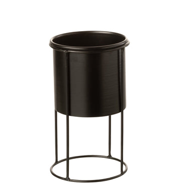 Vaso con Piedistallo in Metallo Nero - H 19cm