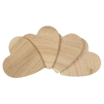 Set 4 Sottobicchieri Cuore in Legno Acacia