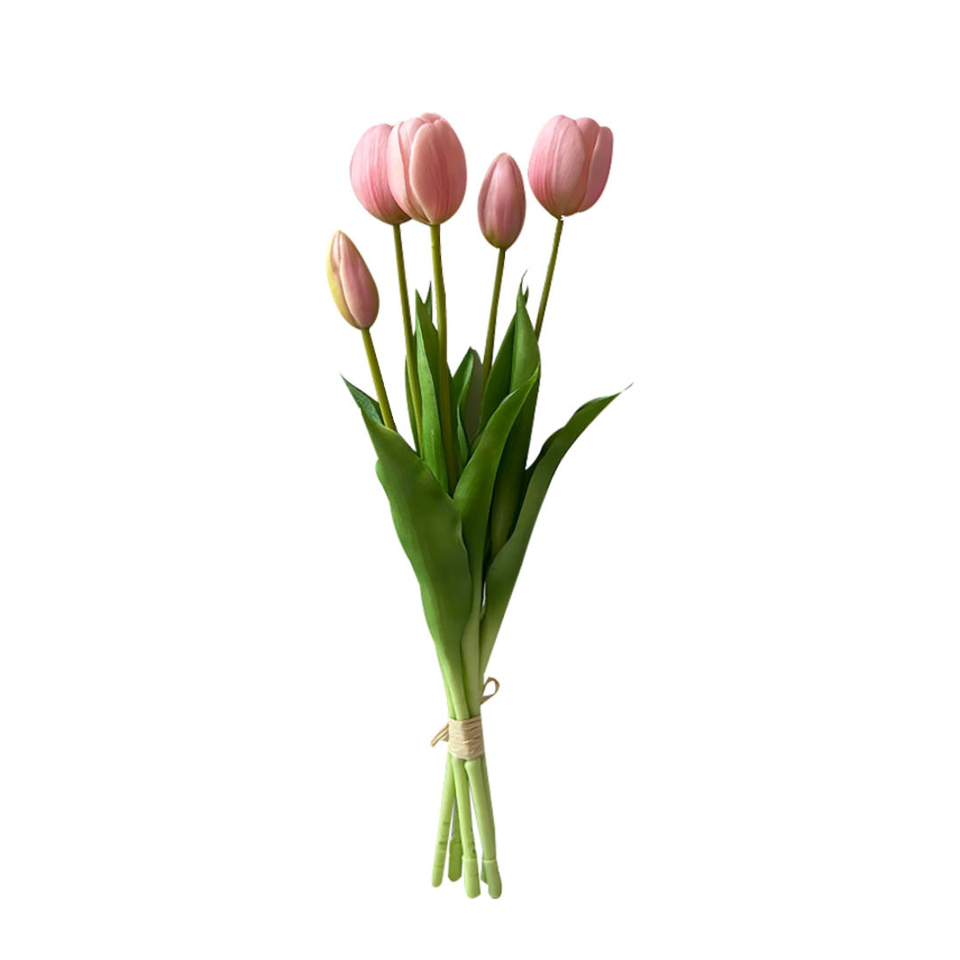 Mazzo 5 Tulipani Artificiali (h 39cm) - ROSA